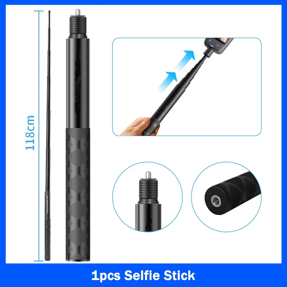 Perche selfie moto pour Insta360 X2/X3/X4/X5 – Kit fixation guidon
