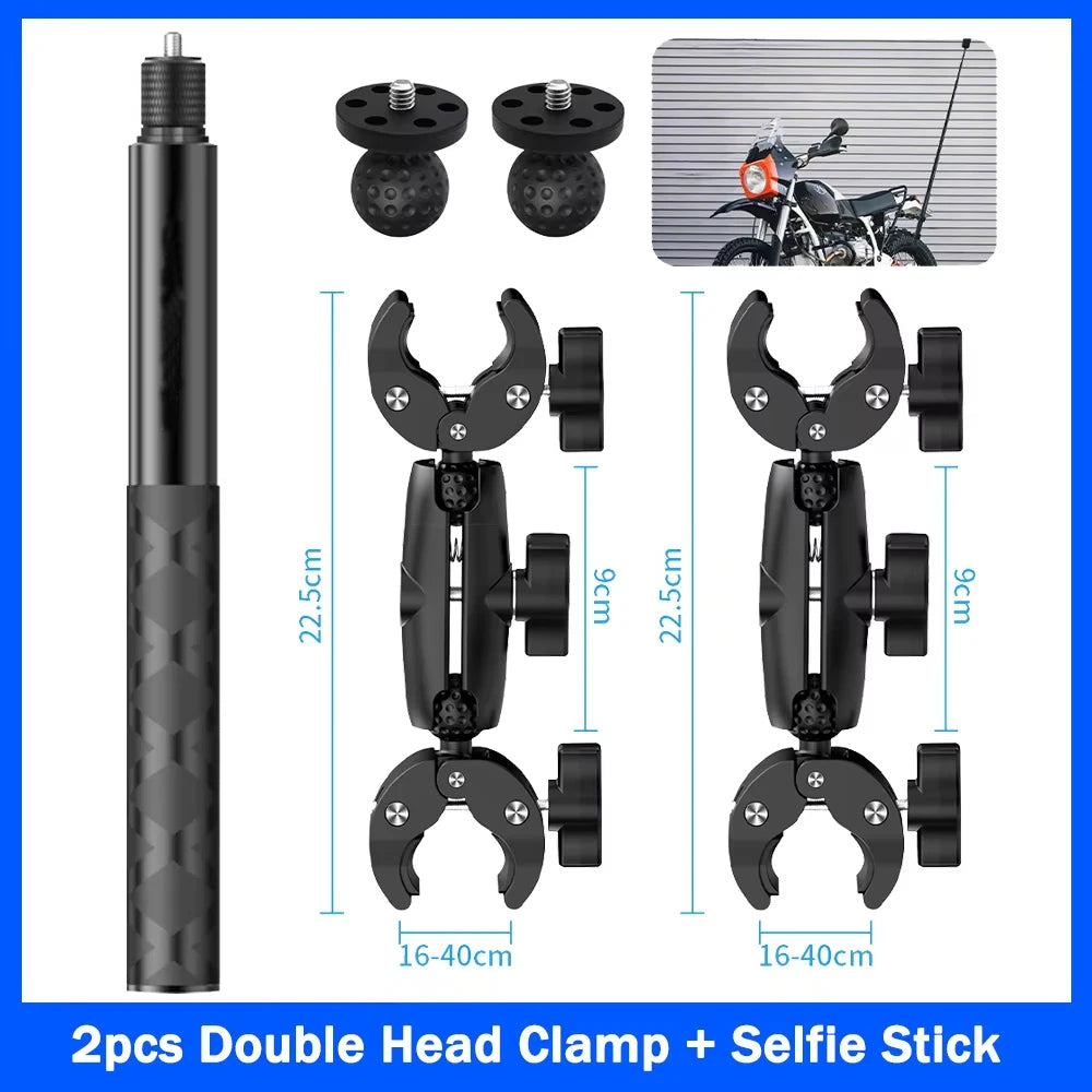 Perche selfie moto pour Insta360 X2/X3/X4/X5 – Kit fixation guidon