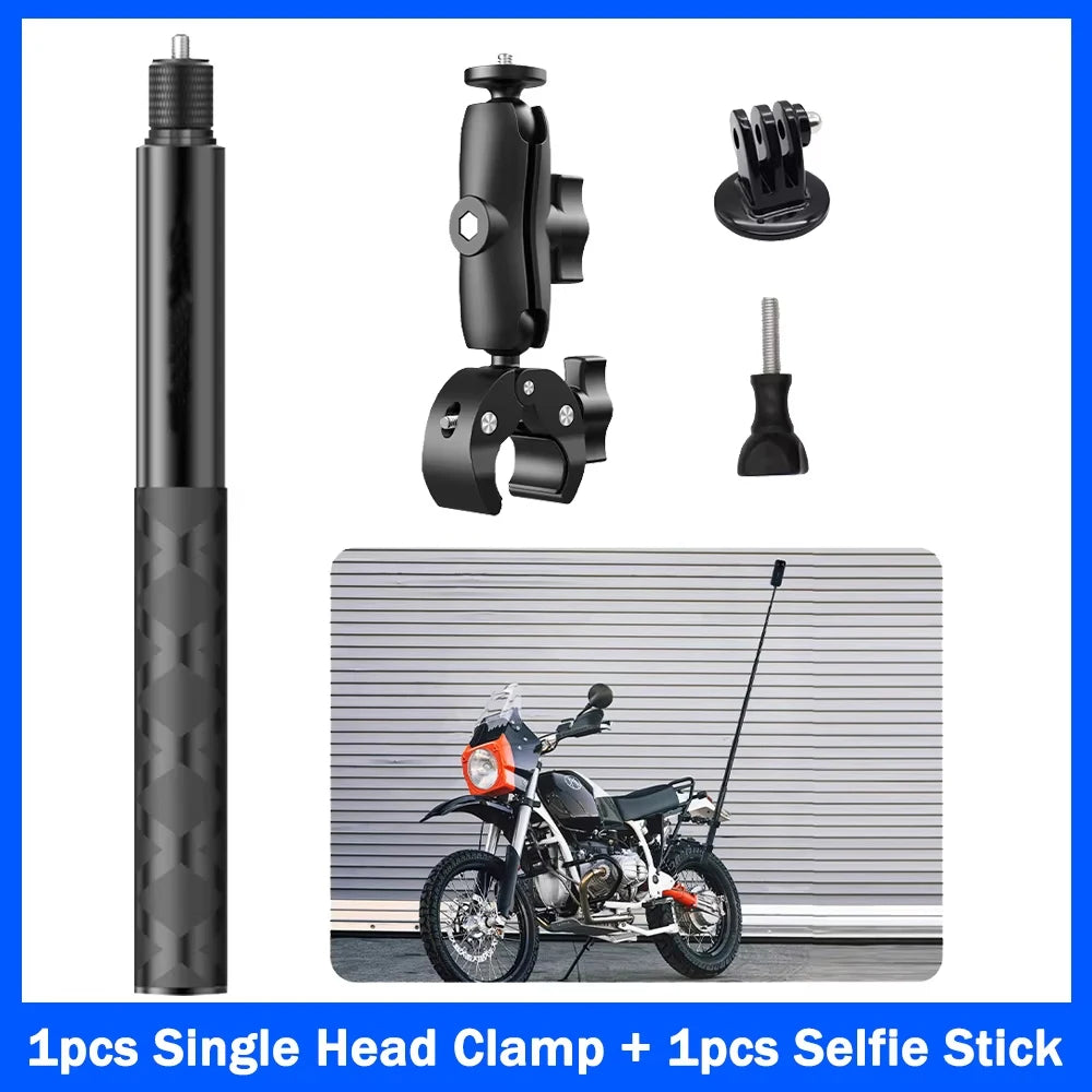 Perche selfie moto pour Insta360 X2/X3/X4/X5 – Kit fixation guidon